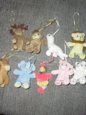 9 Precious Moments Tender Tails Plush Ornament Lot Y2K 1998
